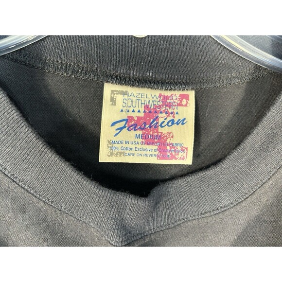 Vintage HAZELWOOD SOUTHWESTERN Fashion Aztec Shirt 90's Fringe Beaded Size M - Picture 11 of 11